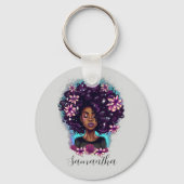 Porte-clés Floral Sparkling Afro Femme (Verso)