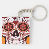 Porte-clés Floral Sugar Skull Day of the Dead Art (Dos)