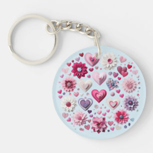 Porte-clés Floral Valentine's Day Heart