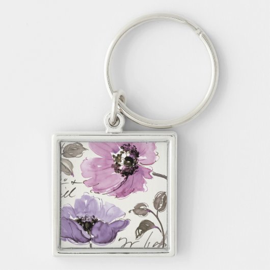 Porte-clés Floral Valse Plum Aquarelle Fleurs (Devant)