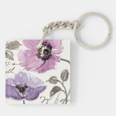Porte-clés Floral Valse Plum Aquarelle Fleurs (Dos)
