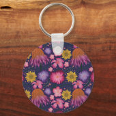 Porte-clés Floral violet fleur sauvage Personnalisé (Verso)