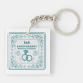 Porte-clés Floral wedding Anniversary Customizable year (Dos)