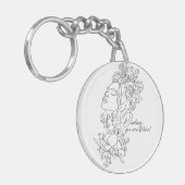 Porte-clés Flore Abstraite minimale blanche (Devant gauche)