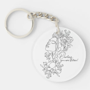 Porte-clés Flore Abstraite minimale blanche