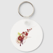 Porte-clés Flore avec fleurs rouges et colibri (Verso)