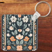 Porte-clés Flore bleu foncé Folk (Verso)