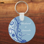 Porte-clés Flore bleu Mariage (Recto)