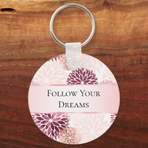 Porte-clés Flore rose Chic élégant