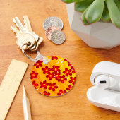 Porte-clés Flore rouge orange rétro