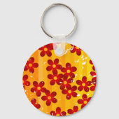 Porte-clés Flore rouge orange rétro (Verso)