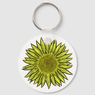 Porte-clés Flore Rustique Tournesol Jaune Main tirée