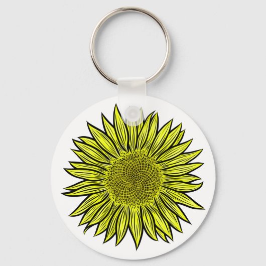 Porte-clés Flore Rustique Tournesol Jaune Main tirée (Recto)