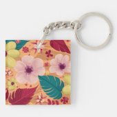Porte-clés Flore tropicale chaude avec Feuilles rouges et ver (Dos)