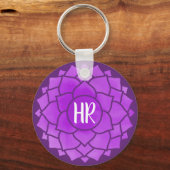 Porte-clés Flore violet Chakra Design Reiki Yogo (Recto)