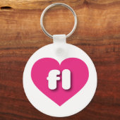 Porte-clés Floride coeur rose chaud - J'aime fl (Recto)