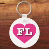 Porte-clés Floride Hot PInk Heart - J'aime FL (Recto)