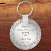 Porte-clés Flourish Silver 25e anniversaire Mariage (Recto)