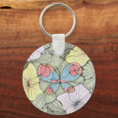 Porte-clés Flower1 et papillon doodle art keyring. (Verso)