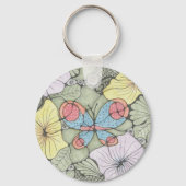 Porte-clés Flower1 et papillon doodle art keyring. (Verso)