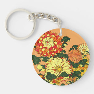 Porte-clés Flower Border, mandarin orange et or