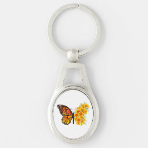 Porte-clés Flower Butterfly with Yellow California Poppy