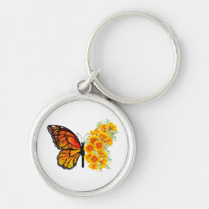 Porte-clés Flower Butterfly with Yellow California Poppy