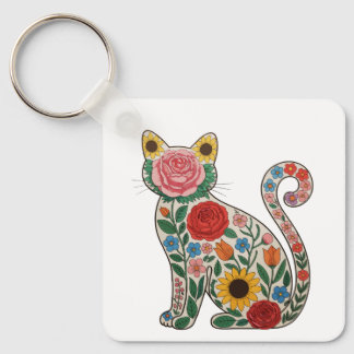 Porte-clés Flower Cat Wildflowers Kitten Lover