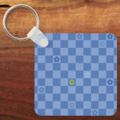 Porte-clés Flower Checkered Pattern No. 01 - Light Blue (Recto)