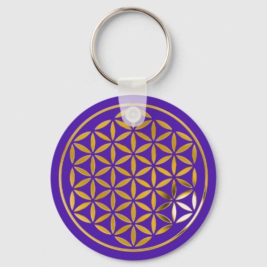 Porte-clés Flower Of Life 1 - Timbre Or | violet (Recto)