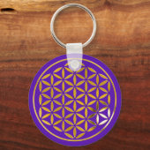 Porte-clés Flower Of Life 1 - Timbre Or | violet (Recto)