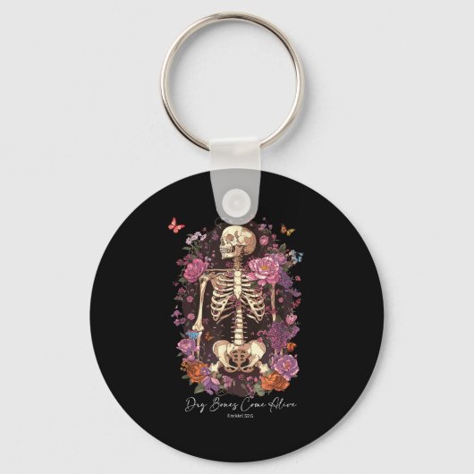 Porte-clés Flower Skeleton Dry Bones Come Alive, Retro Enchan (Recto)