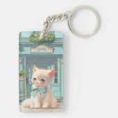 Porte-clés Fluffy Kitten avec Blue Bow à la pâtisserie (Dos)