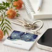 Porte-clés Fluide Abstrait d'alcool Encre or Parties scintill (Devant Droit)