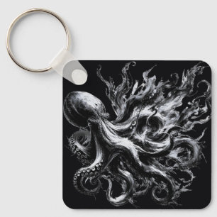 Porte-clés Fluidé d'encre abstrait Pieuvre Kraken