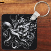 Porte-clés Fluidé d'encre abstrait Pieuvre Kraken (Verso)