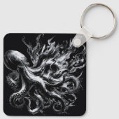 Porte-clés Fluidé d'encre abstrait Pieuvre Kraken (Dos)