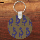 Porte-clés Flûte Jouer Kokopelli - Bleu sur Vert (Recto)