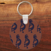 Porte-clés Flûte Jouer Kokopelli Figure - Bleu sur rouille Ro (Verso)
