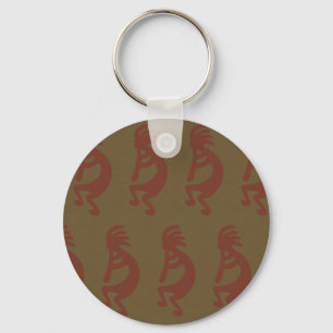 Porte-clés Flûte Jouer Kokopelli Figure - Rouge sur Vert