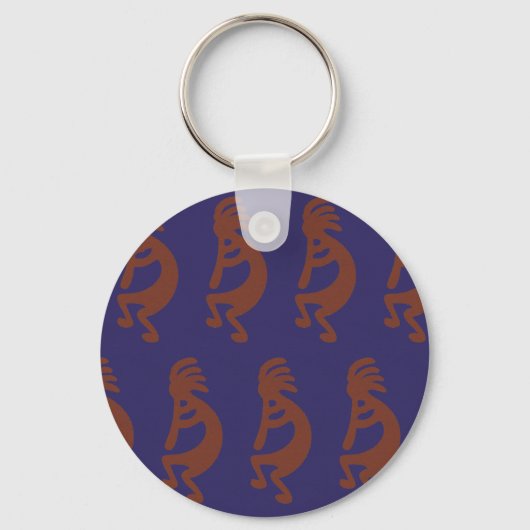 Porte-clés Flûte Jouer Kokopelli Figure - Rouille rouge sur b (Recto)