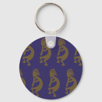 Flûte Jouer Kokopelli Figure - Vert sur Bleu