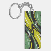 Porte-clés Flux abstrait vert dynamique et vert citron (Devant gauche)
