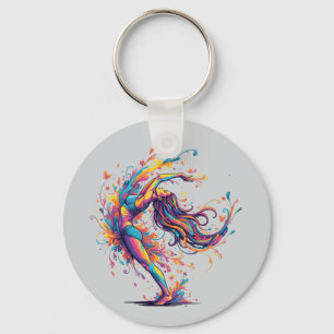 Porte-clés Flux de danse vibrant Abstrait Art Féminin