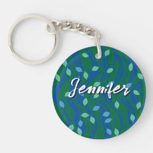 Porte-clés Flux Élémentaire Émeraude Vert Bleu Cobalt avec Fe