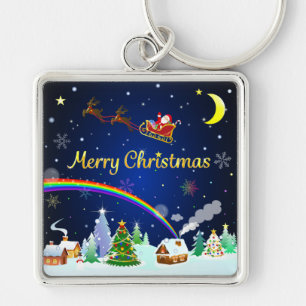 Porte-clés Flying Santa Claus with Crescent Moon