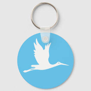 Porte-clés Flying white stork