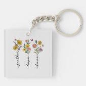 Porte-clés "Foi-Espoir-Amour" | Inspirant design floral (Dos)
