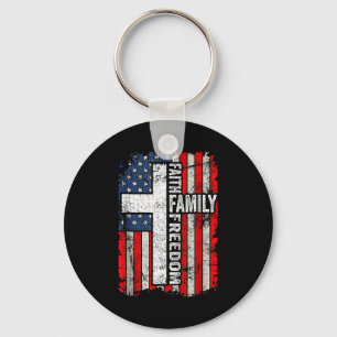 Porte-clés Foi Famille Dom Patriotique Chrétien Vintage Usa