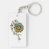 Porte-clés Foi Fleurs de soleil papillons chrétien Religieux (Dos)